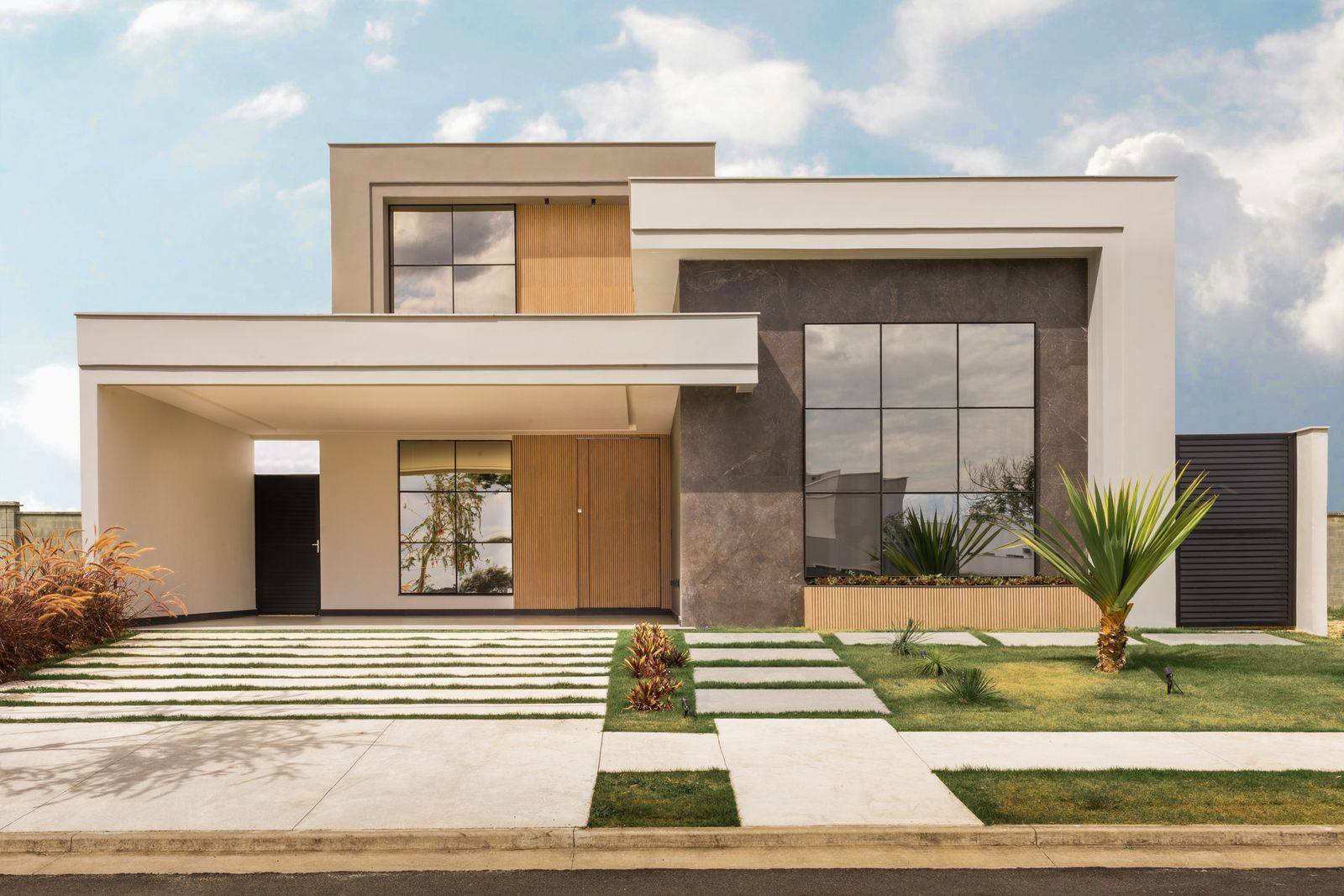 Home with black-trim windows